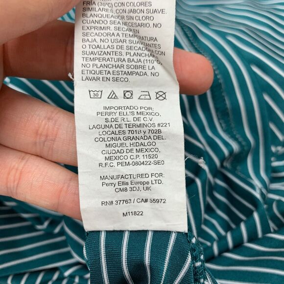 PGA Tour Polo Shirt Mens XL Extra Large Teal Striped Short Sleeve Sweat Wicking - Picture 9 of 11